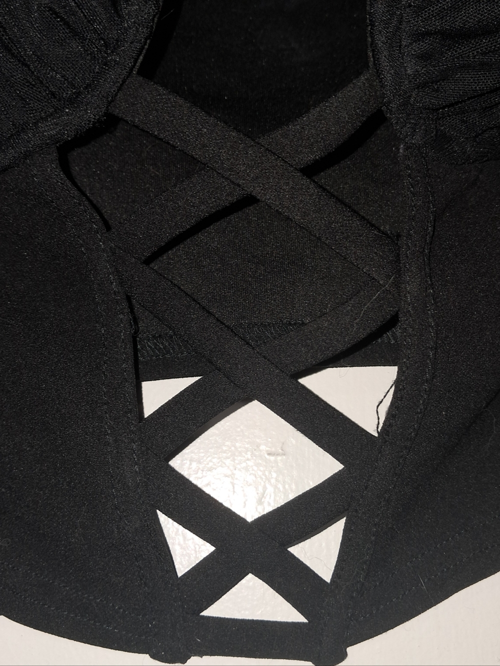 Privy Black Lace-Up Cropped Bustier Top with Runched Mesh Sleeves Sz Small | EUC - Picture 5 of 7